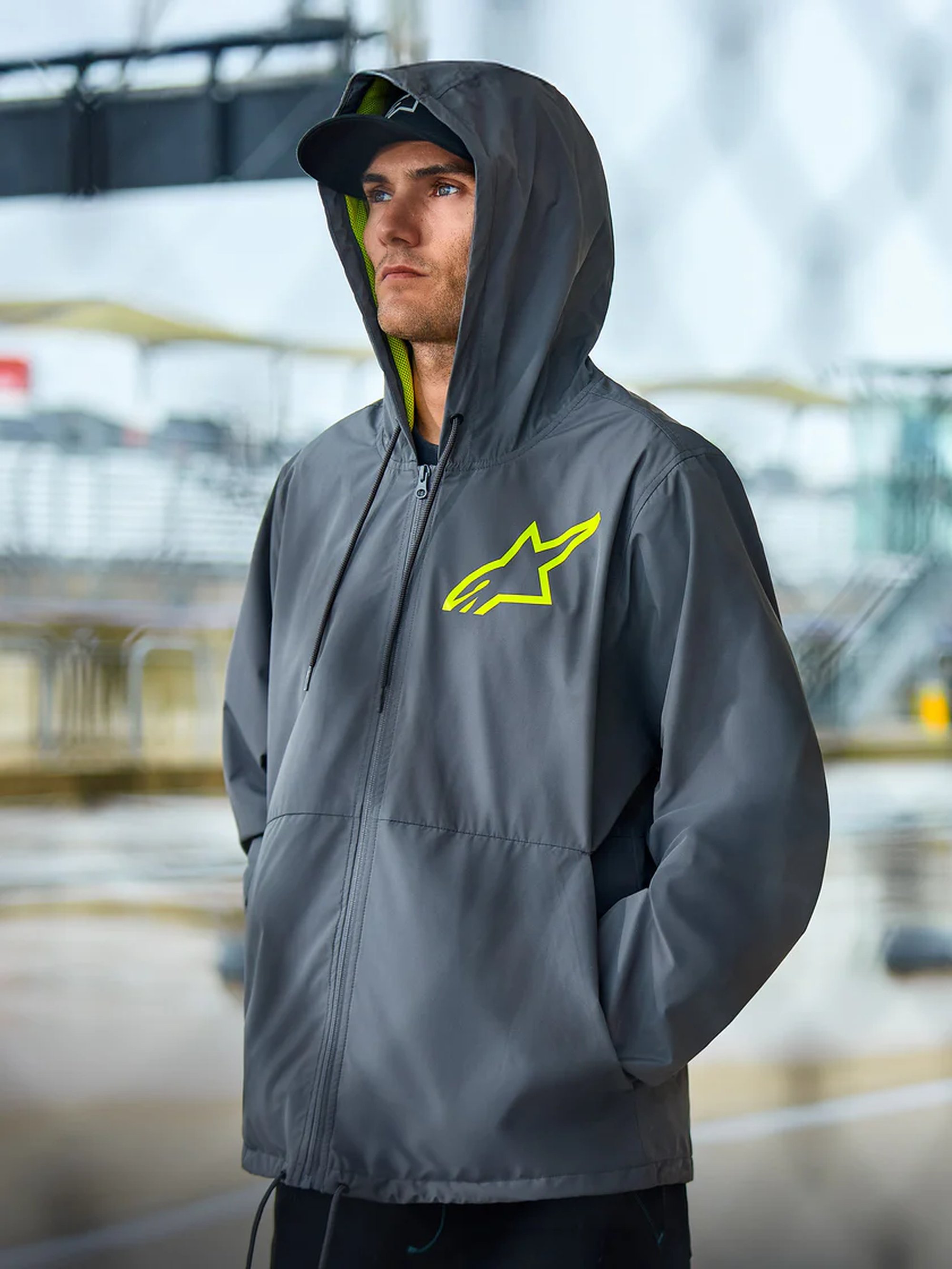 Alpinestars Jacka Speeder Chromium Windbreaker Grå Fluo Gul 