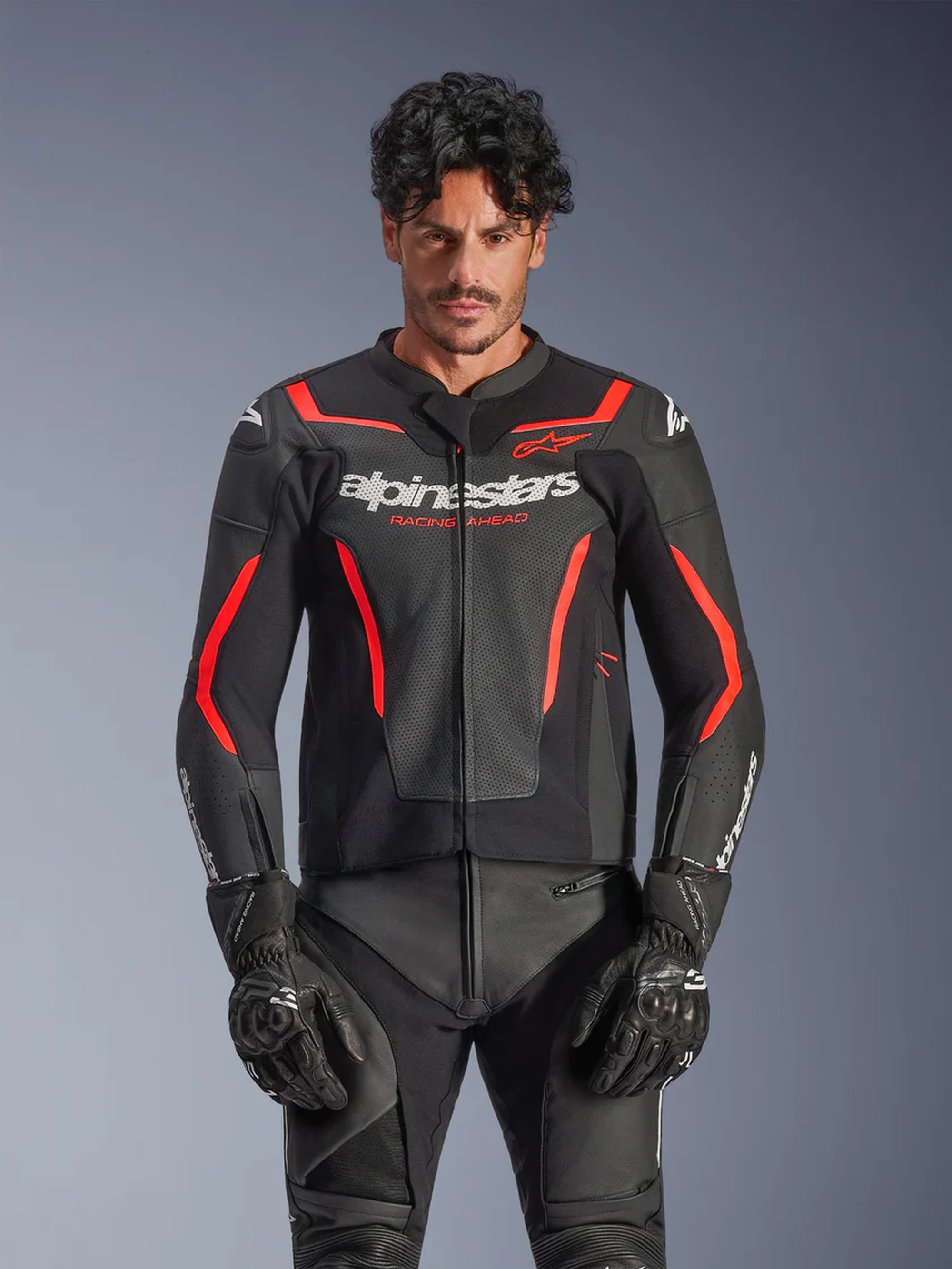 Alpinestars Skinnjacka GP Force v2 Svart/Fluo Röd