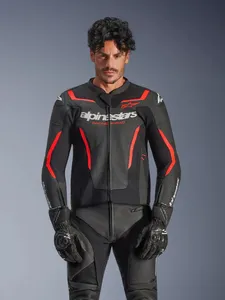 Alpinestars Skinnjacka GP Force v2 Svart/Fluo Röd