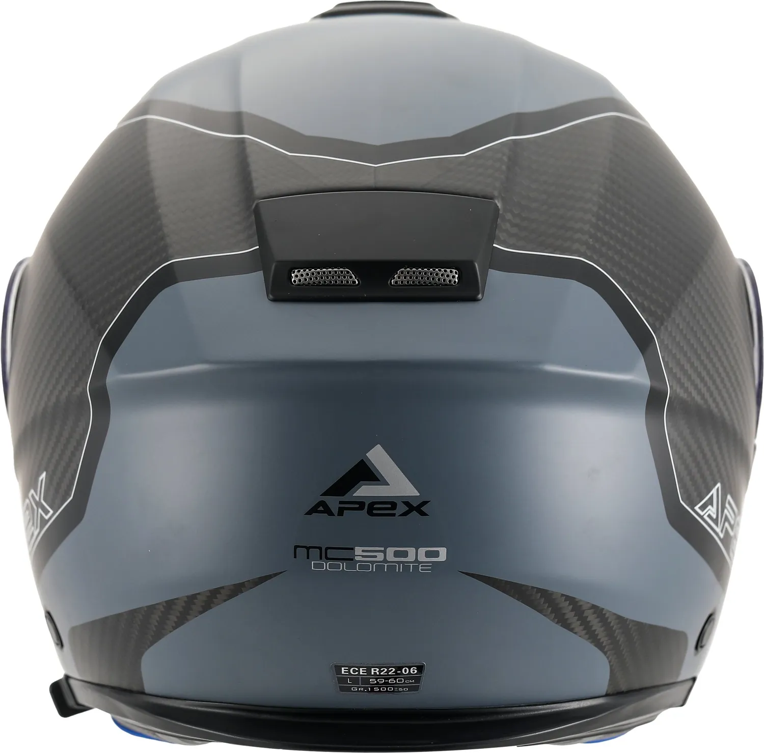 APEX Hjälm MC500 Carbon Dolomites svart/grå/silver glansig 