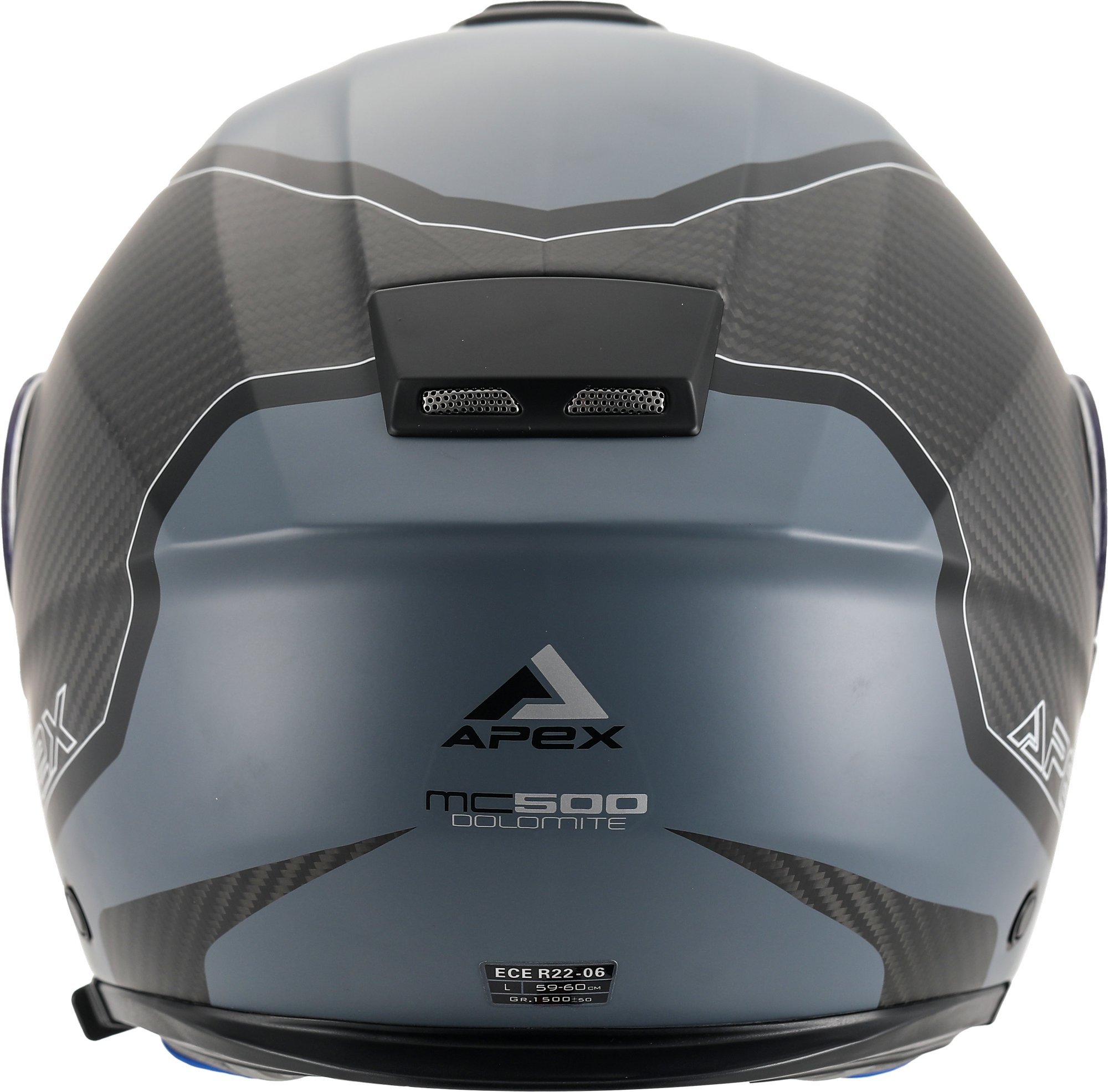 APEX Hjälm MC500 Carbon Dolomites svart/grå/silver glansig 
