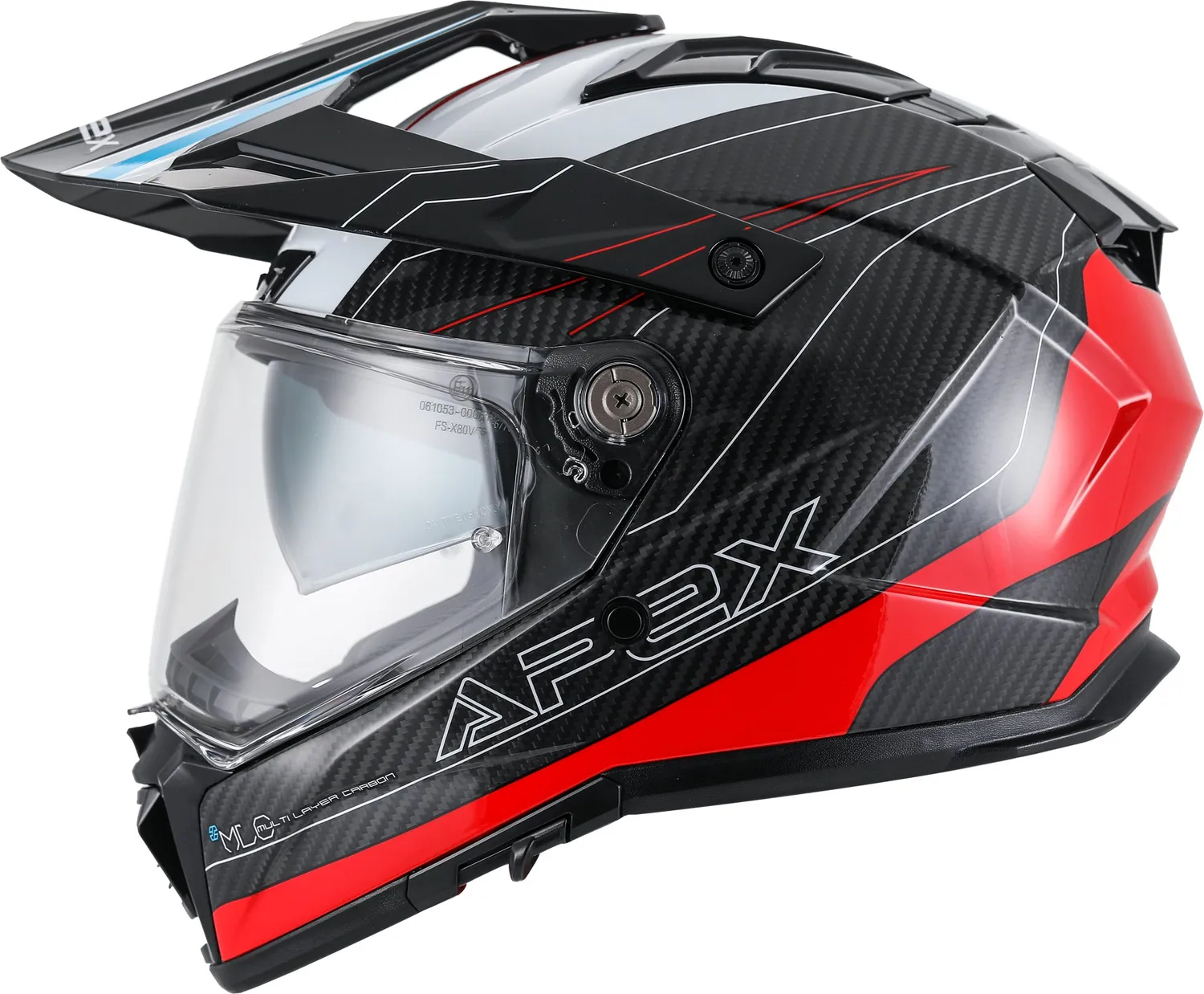 APEX Hjälm AC500 Carbon Sahara vit/röd/blå glansig