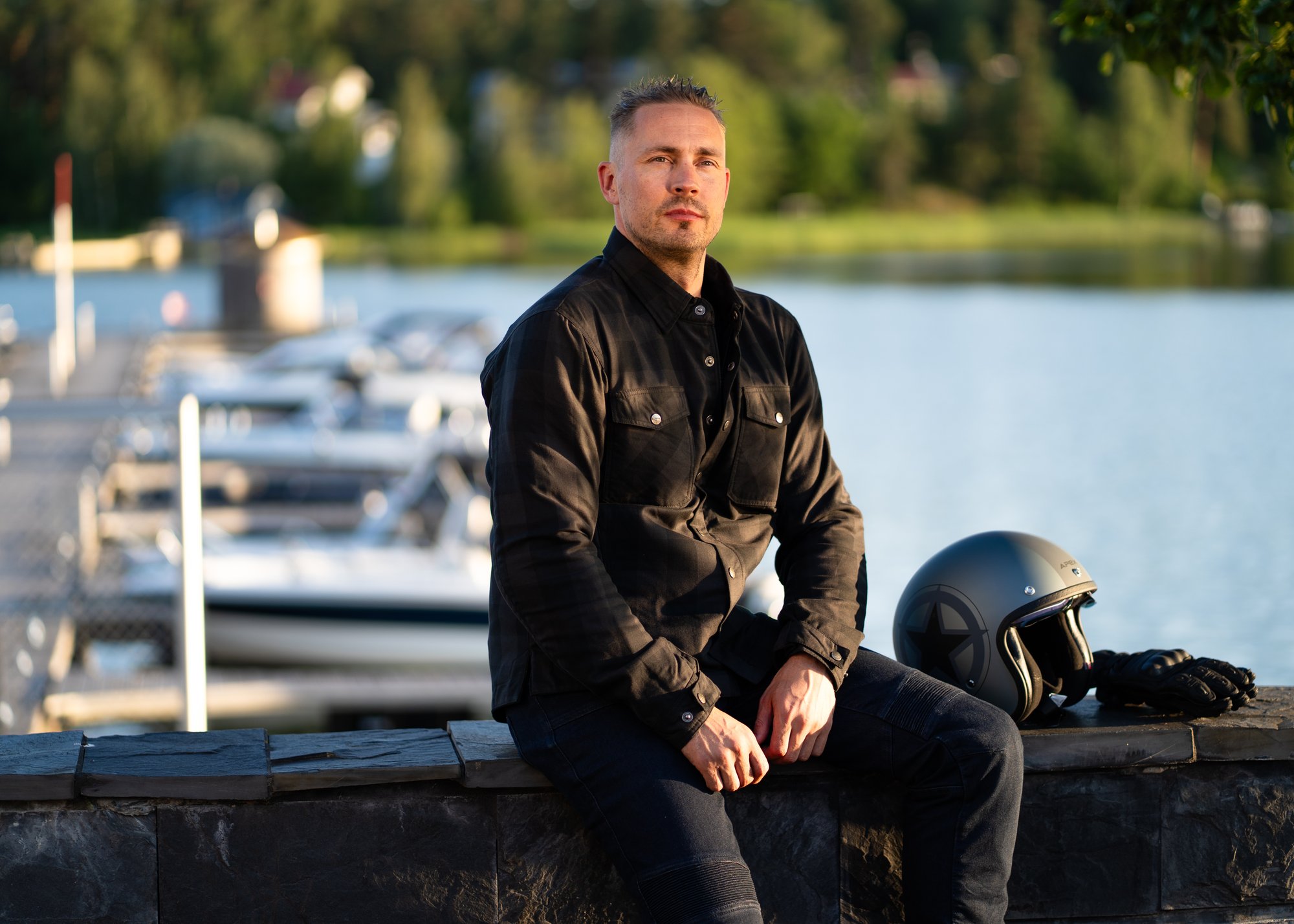 Lindstrands Textilskjorta Kullberg Svart/Grå 