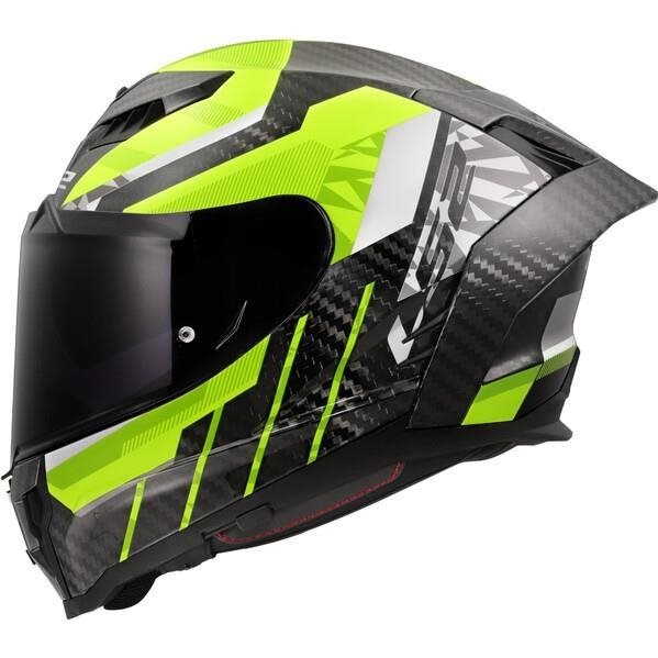 Hjälm Ls2 Ff807 Dragon Carbon Trax Gul/Vit