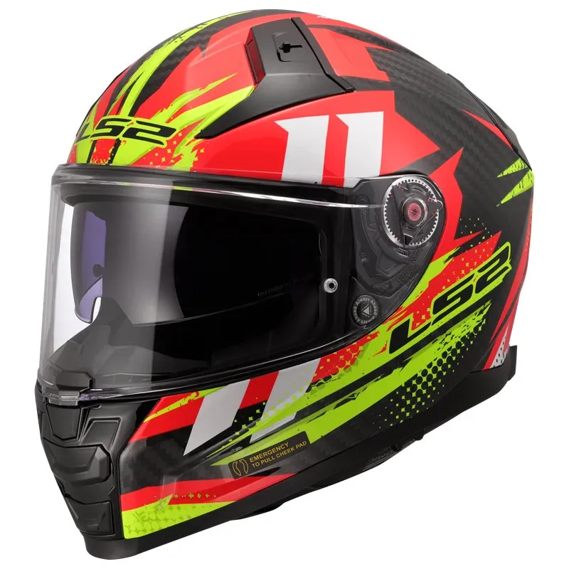 Hjälm Ls2 Ff811 Vector Ii Carbon Tantic Röd/Gul