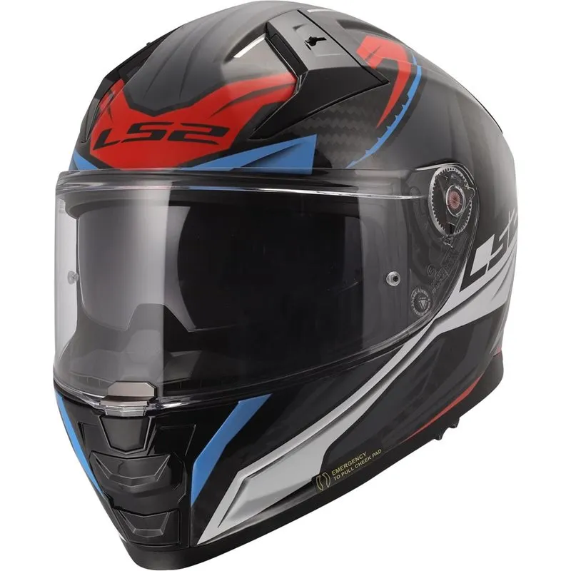 Hjälm Ls2 Ff811 Vector Ii Carbon Savage Vit/Blå/Röd