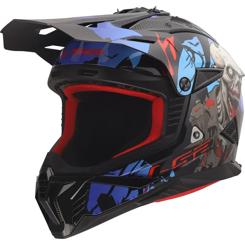 Hjälm Ls2 Mx708 Fast Ii Zombie Ii Svart/Röd/Blå