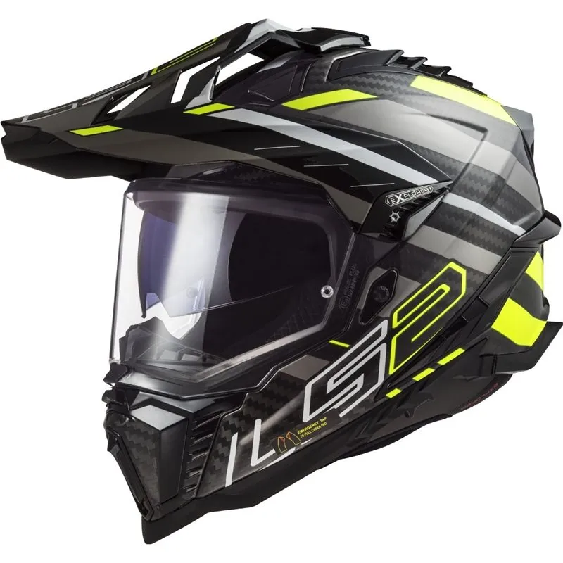 Hjälm Ls2 Mx701 Explorer Carbon Edge Svart/Gul