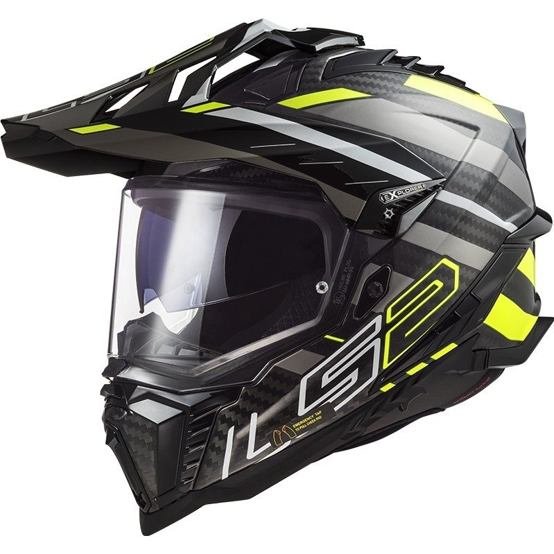 Hjälm Ls2 Mx701 Explorer Carbon Edge Svart/Gul