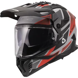 Hjälm Ls2 Mx702 Pioneer Ii Block Grå/Röd