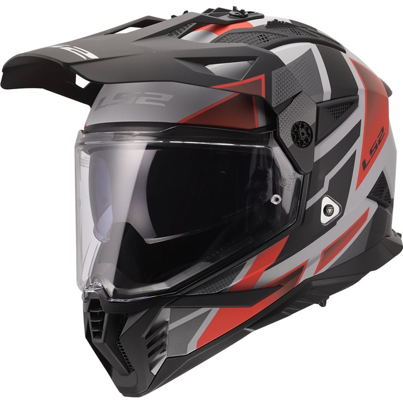 Hjälm Ls2 Mx702 Pioneer Ii Block Grå/Röd