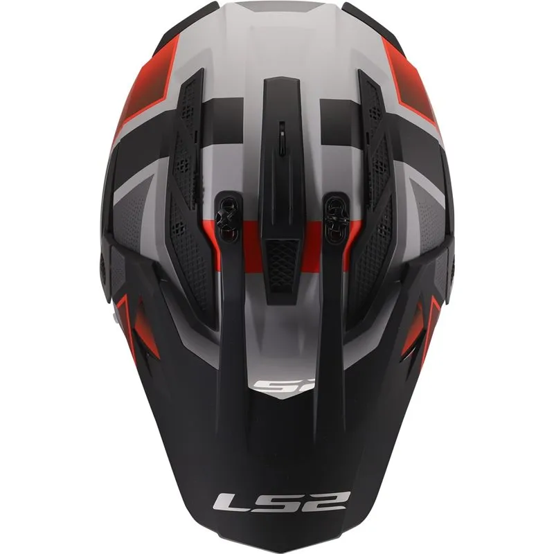 Hjälm Ls2 Mx702 Pioneer Ii Block Grå/Röd