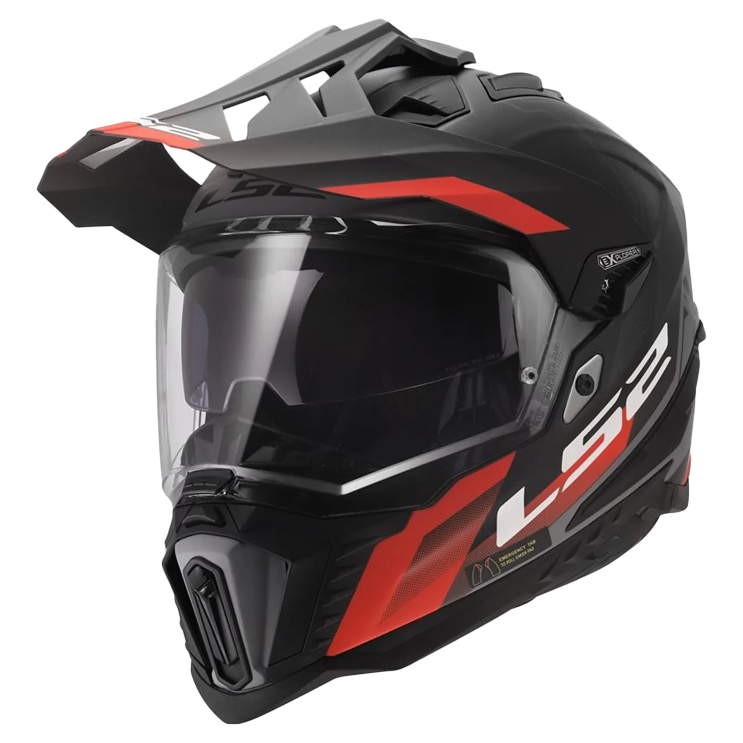 LS2 MX701 Explorer Hexa Svart/Röd/Grå