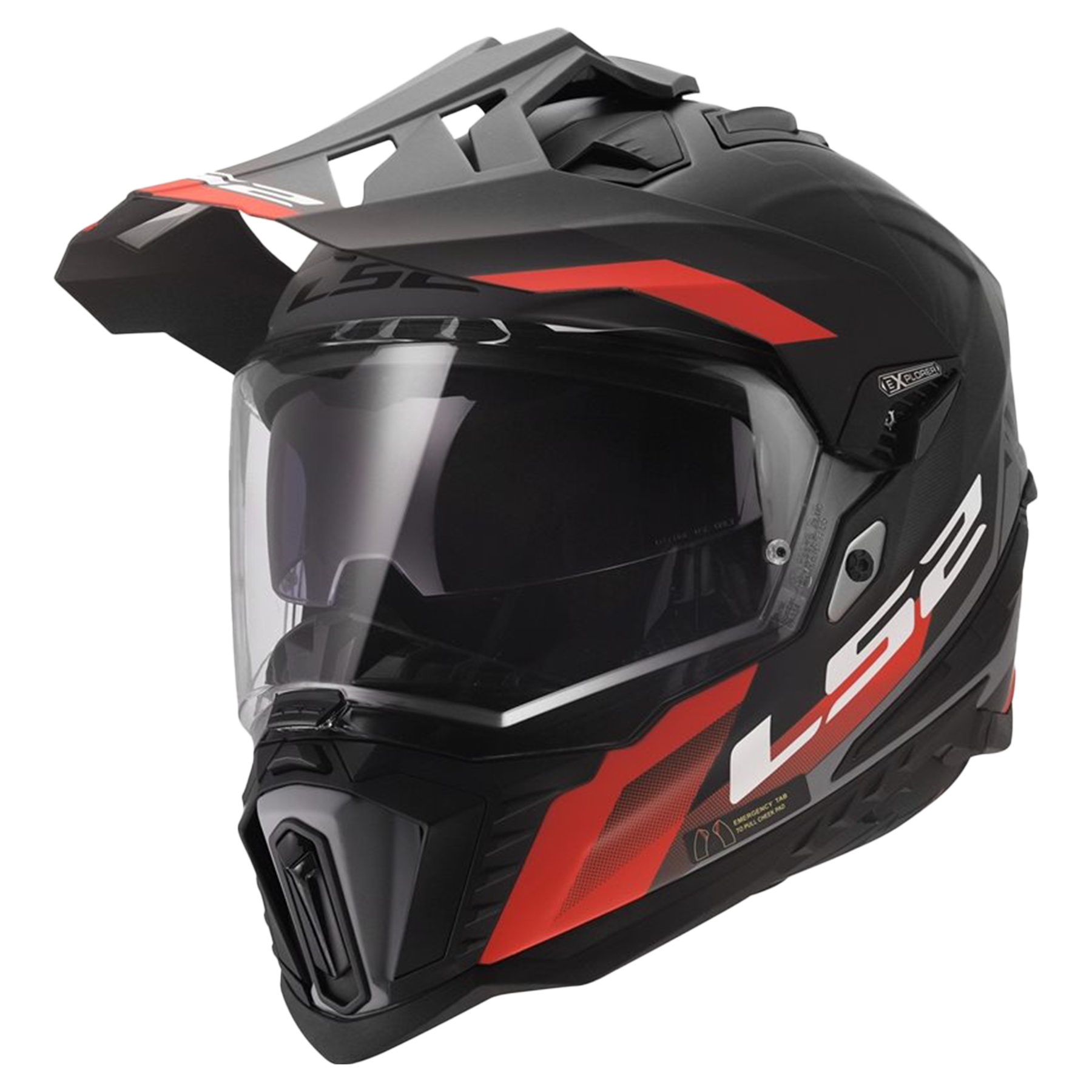 LS2 MX701 Explorer Hexa Svart/Röd/Grå