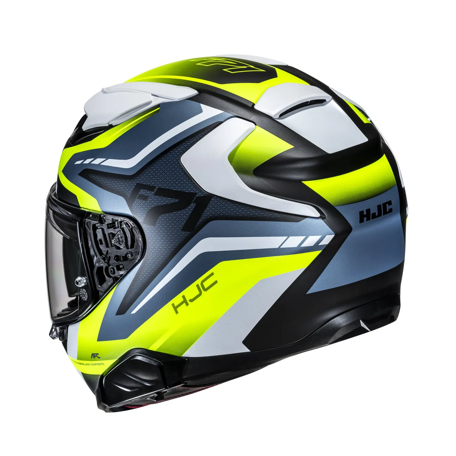 HJC Hjälm F71 Fes Vit/Fluo Gul/Blå MC3HSF