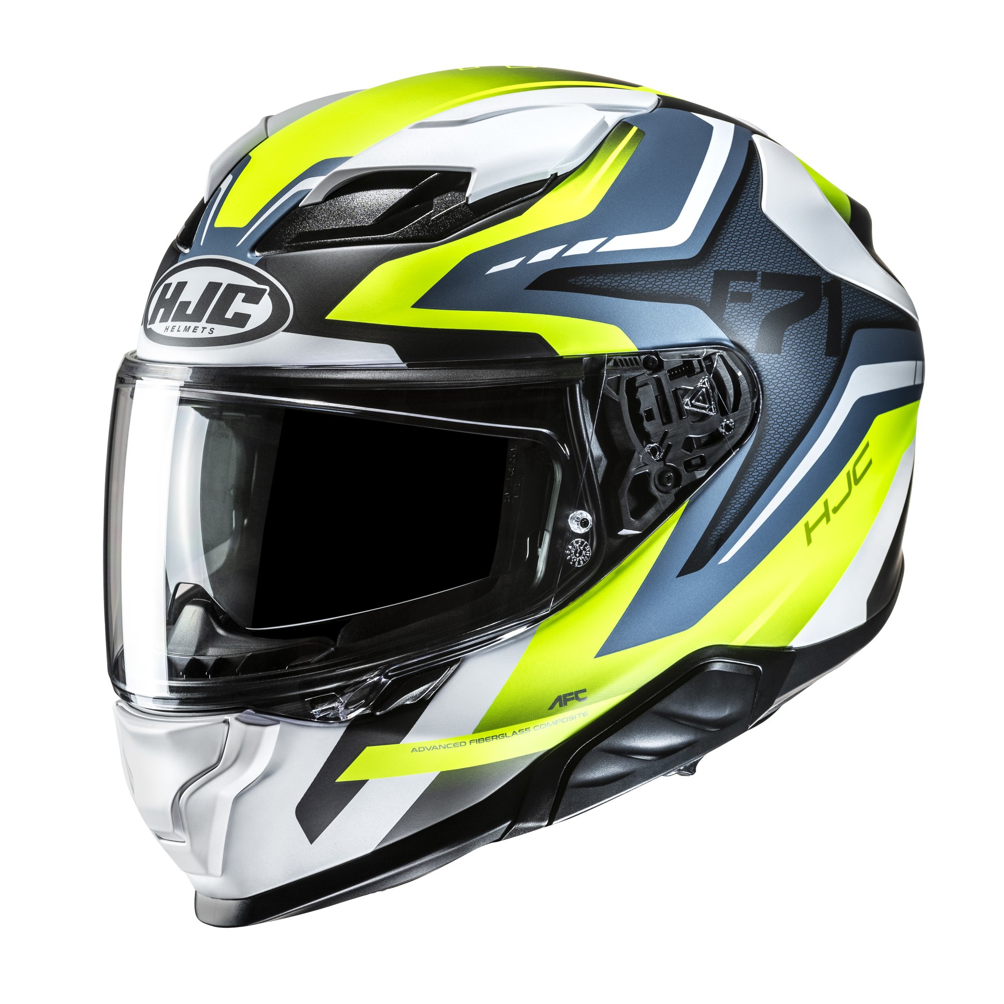 HJC Hjälm F71 Fes Vit/Fluo Gul/Blå MC3HSF