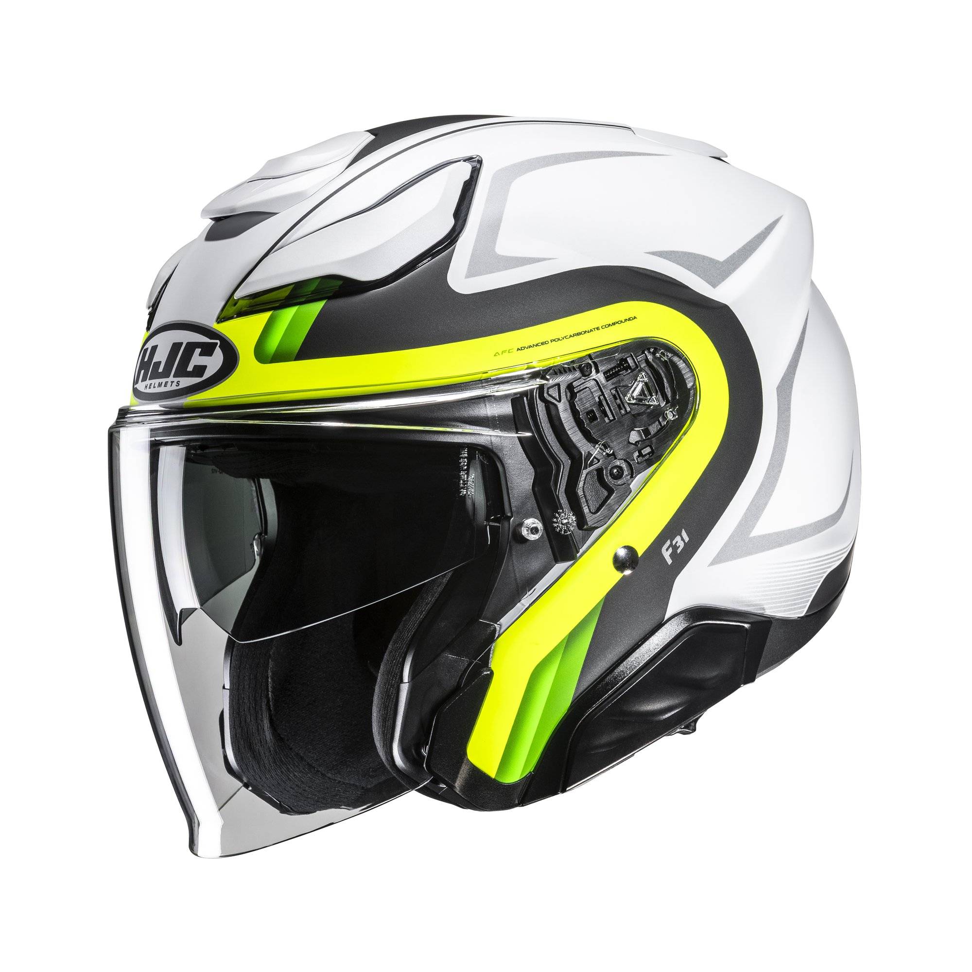 HJC Hjälm F31 Bask Fluo Gul/Vit MC3HSF