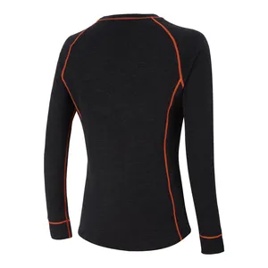 AMOQ 100% Merino Underställ Tröja Grå/Orange
