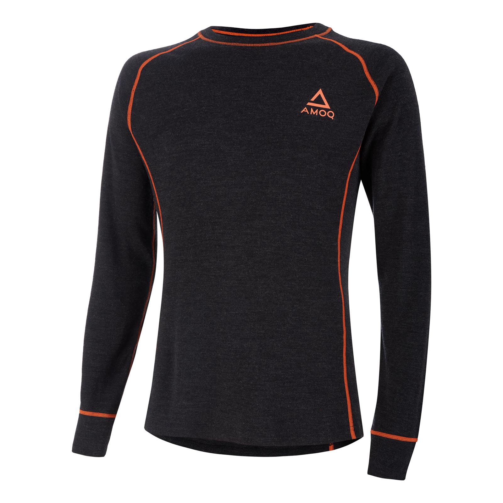 AMOQ 100% Merino Underställ Tröja Grå/Orange