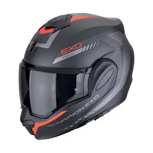 SCORPION Hjälm EXO-TECH EVO CARBON Cozy Mattsvart-Röd