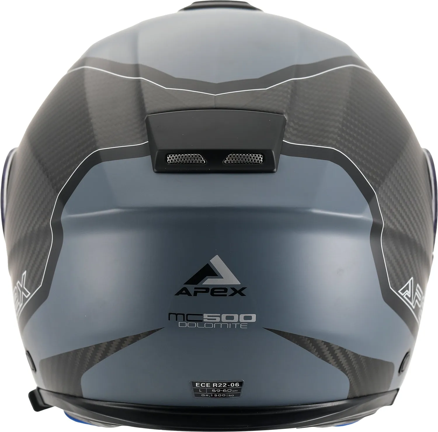 APEX Hjälm MC500 Carbon Dolomites svart/grå/silver glansig 