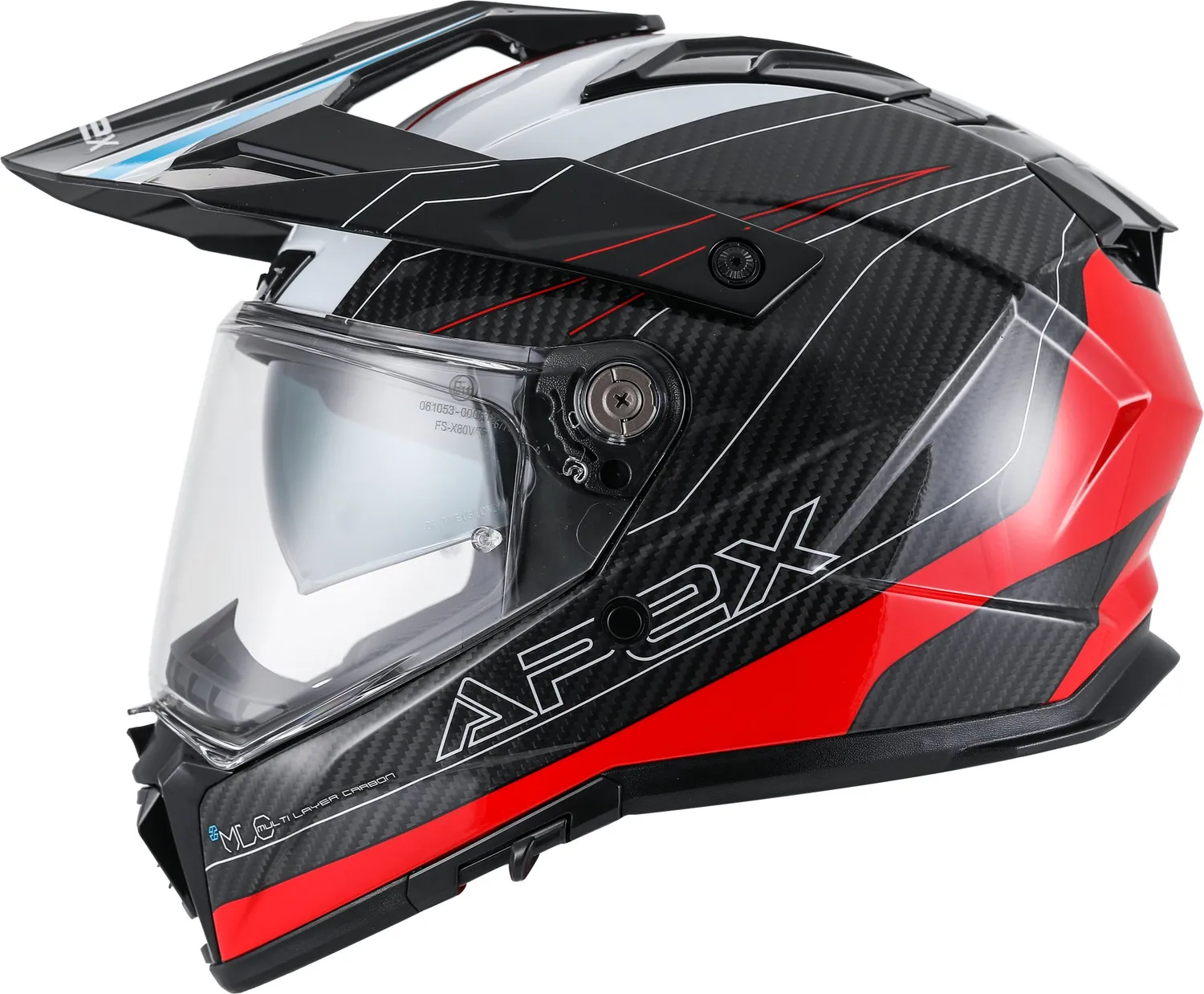 APEX Hjälm AC500 Carbon Sahara vit/röd/blå glansig
