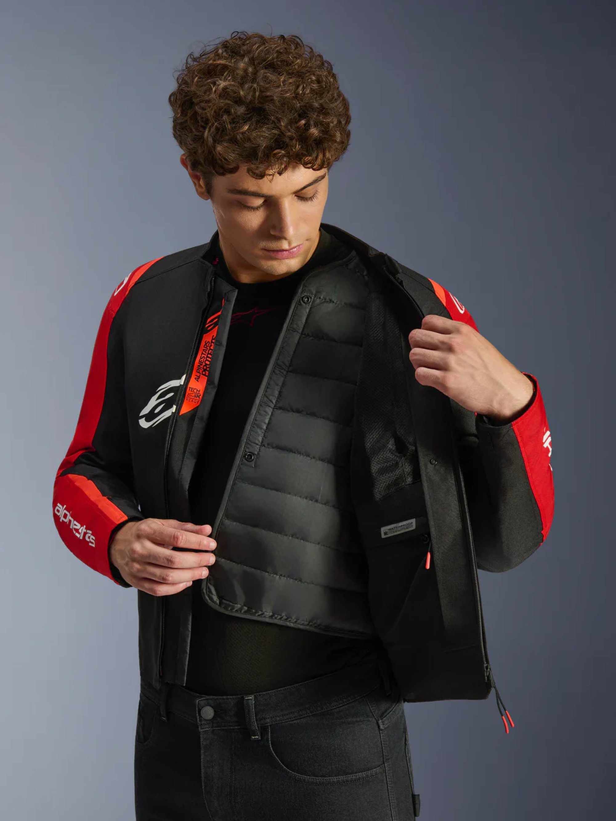 Alpinestars Jacka T-SPS v2 Vattentät Svart/Röd Fluo 