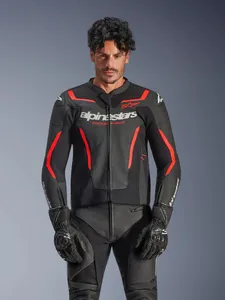 Alpinestars Skinnjacka GP Force v2 Svart/Fluo Röd