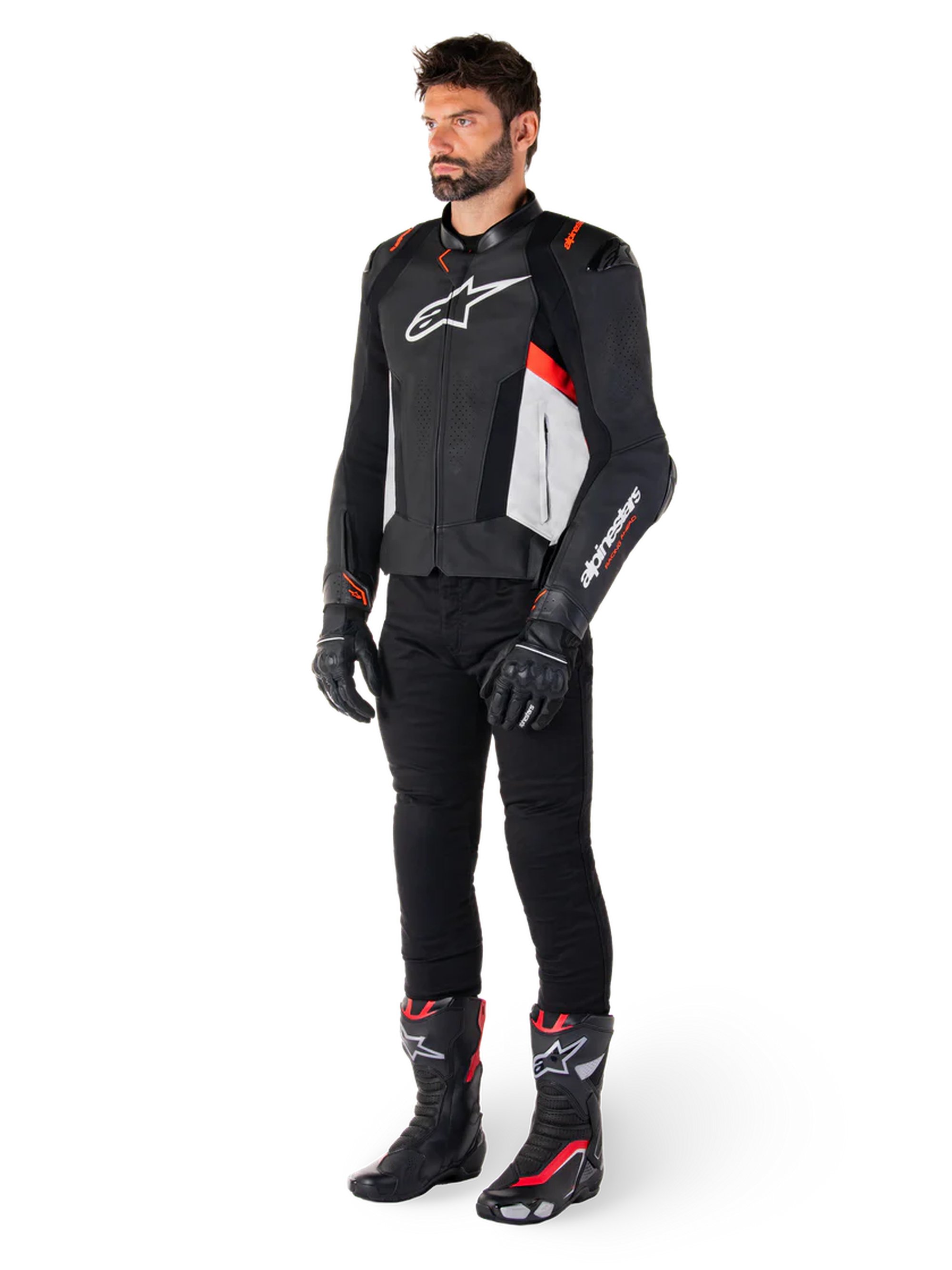 Alpinestars Skinnjacka Missile v3 Svart/Vit/Röd Fluo