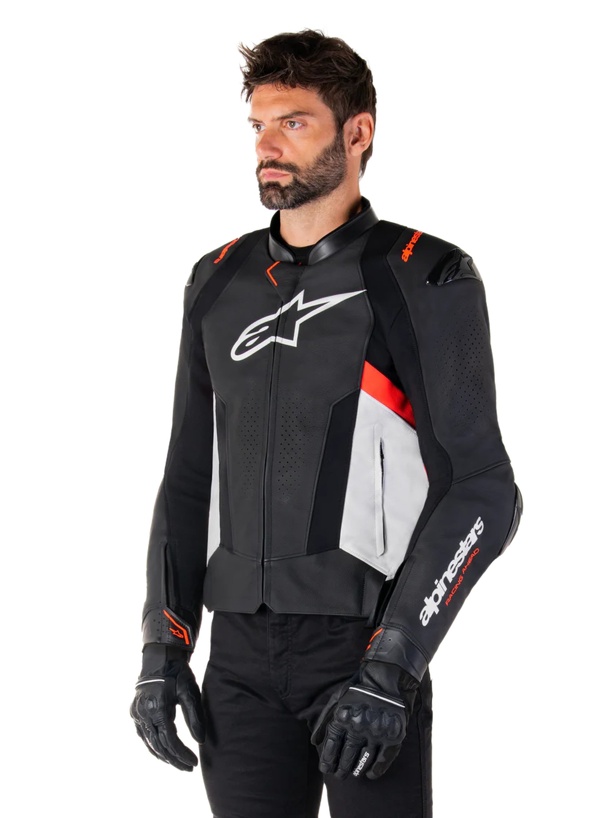 Alpinestars Skinnjacka Missile v3 Svart/Vit/Röd Fluo