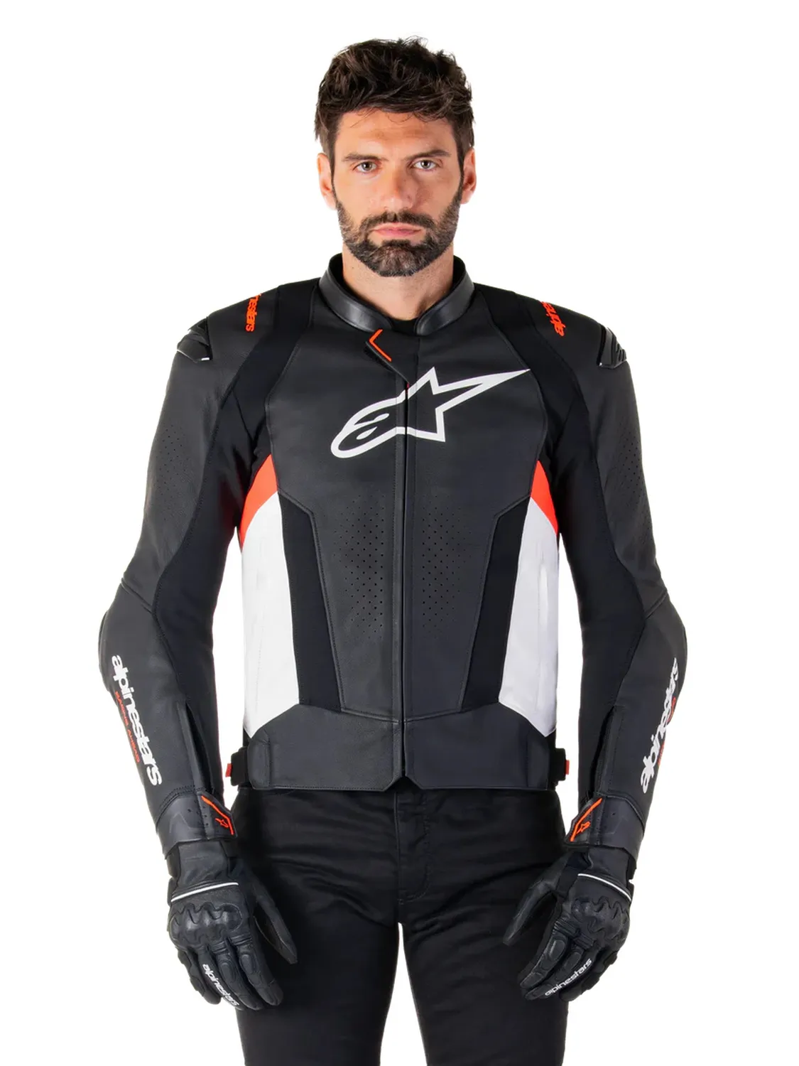 Alpinestars Skinnjacka Missile v3 Svart/Vit/Röd Fluo