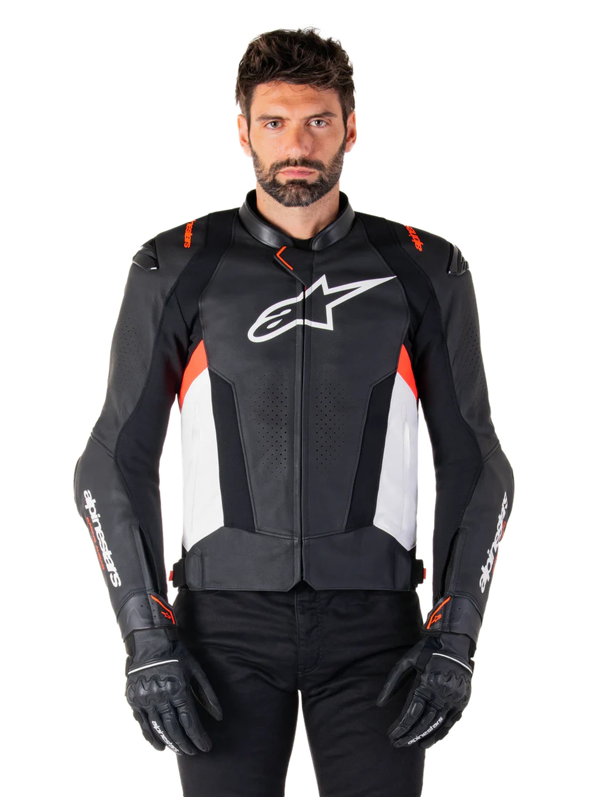 Alpinestars Skinnjacka Missile v3 Svart/Vit/Röd Fluo