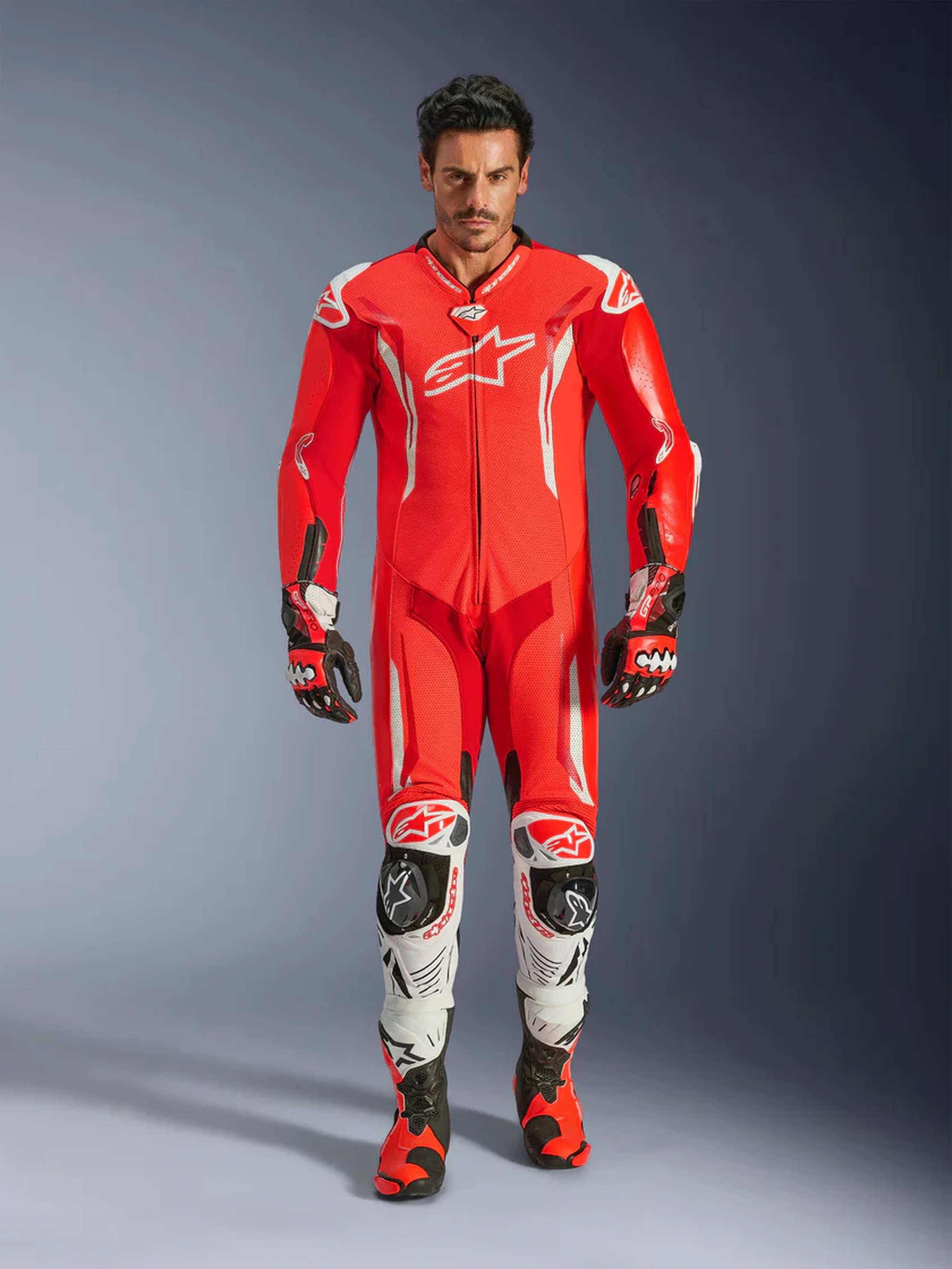 Alpinestars Skinnställ 1-pcs GP Tech v5 Fluo Röd/Vit