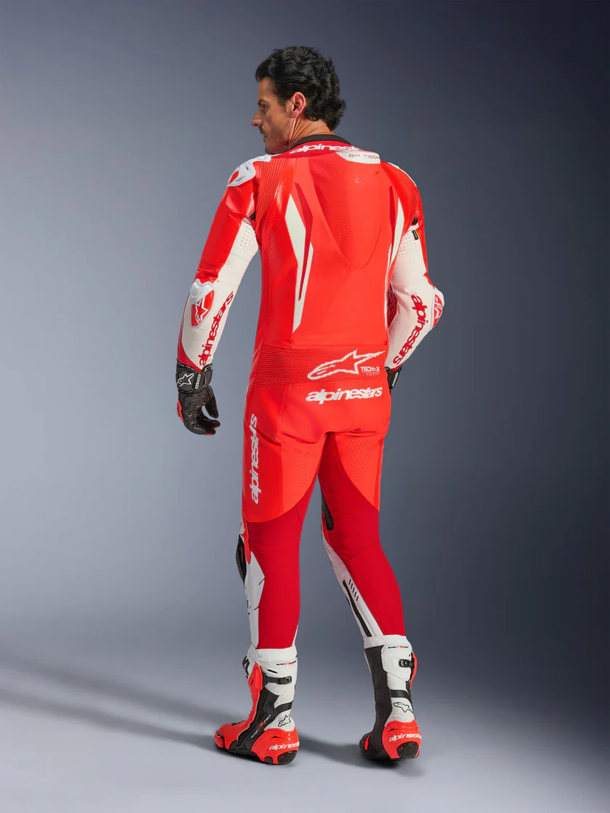 Alpinestars Skinnställ 1-pcs GP Tech v5 Fluo Röd/Vit