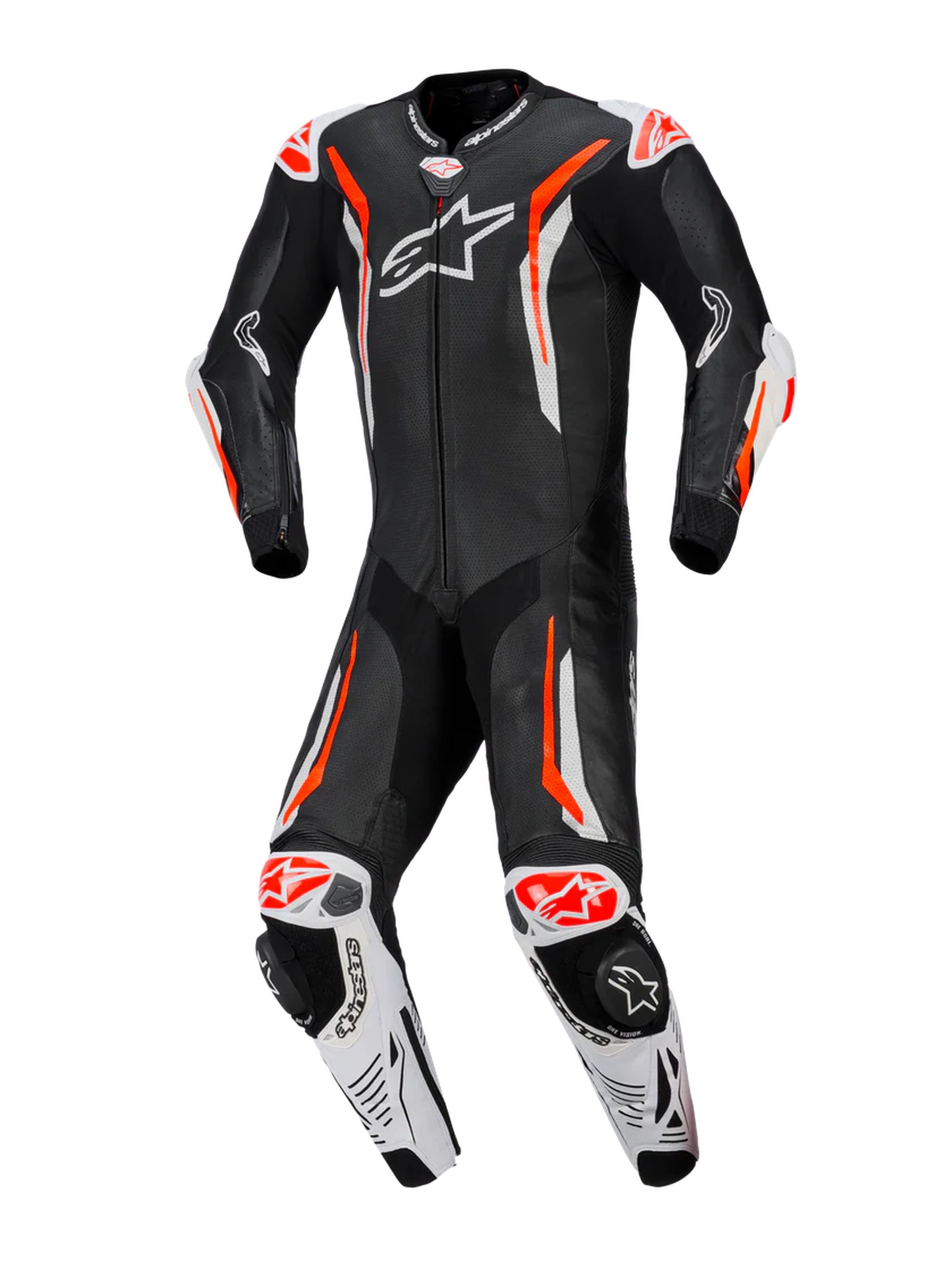 Alpinestars Skinnställ 1-pcs GP Tech v5 Svart/Vit/ Fluo Röd