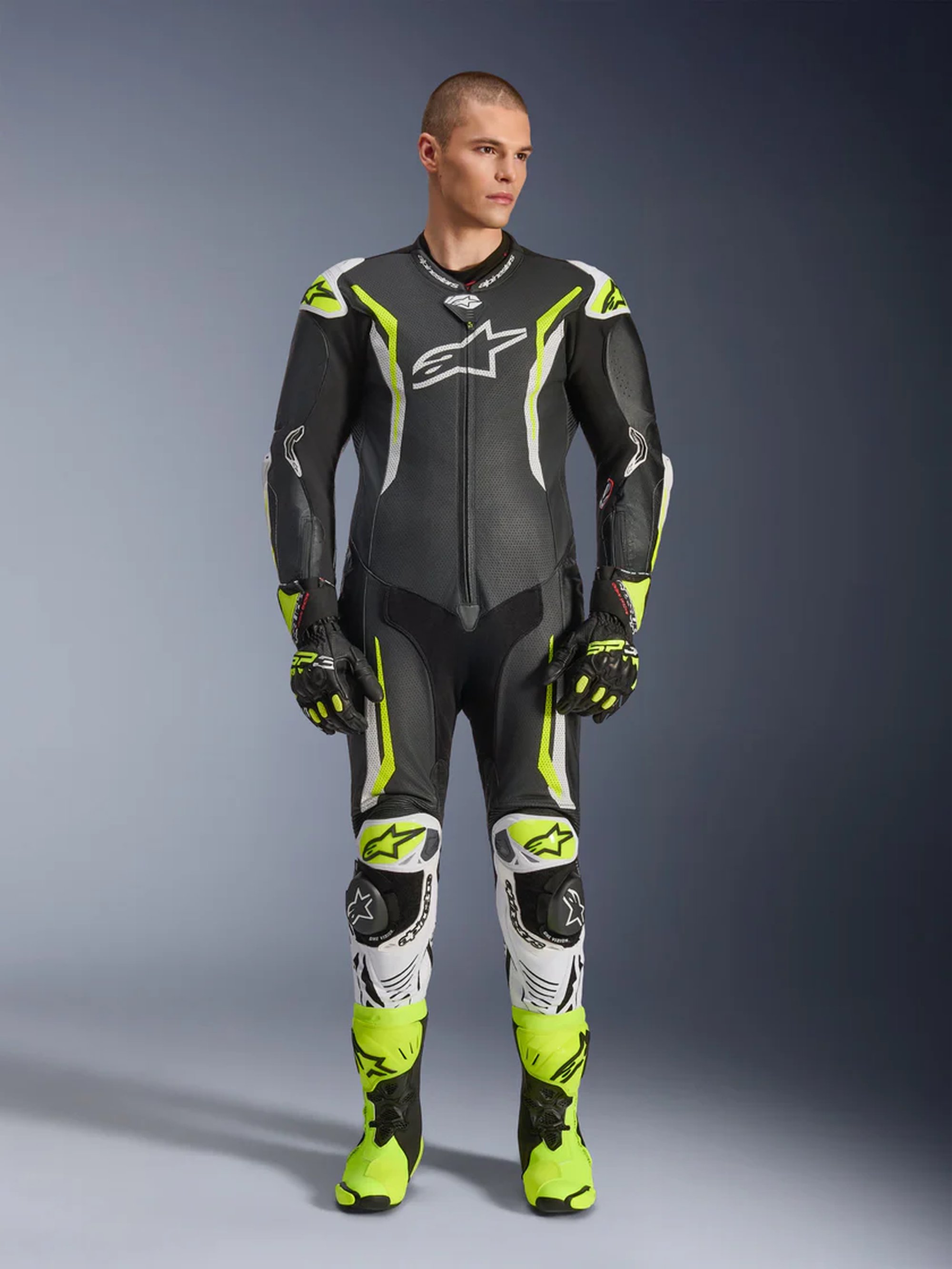 Alpinestars Skinnställ 1-pcs GP Tech v5 Svart/Vit/Fluo Gul