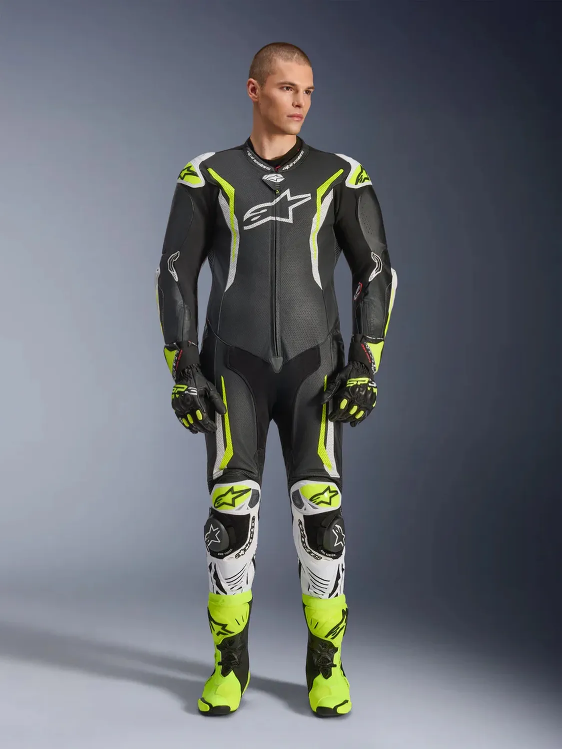 Alpinestars Skinnställ 1-pcs GP Tech v5 Svart/Vit/Fluo Gul