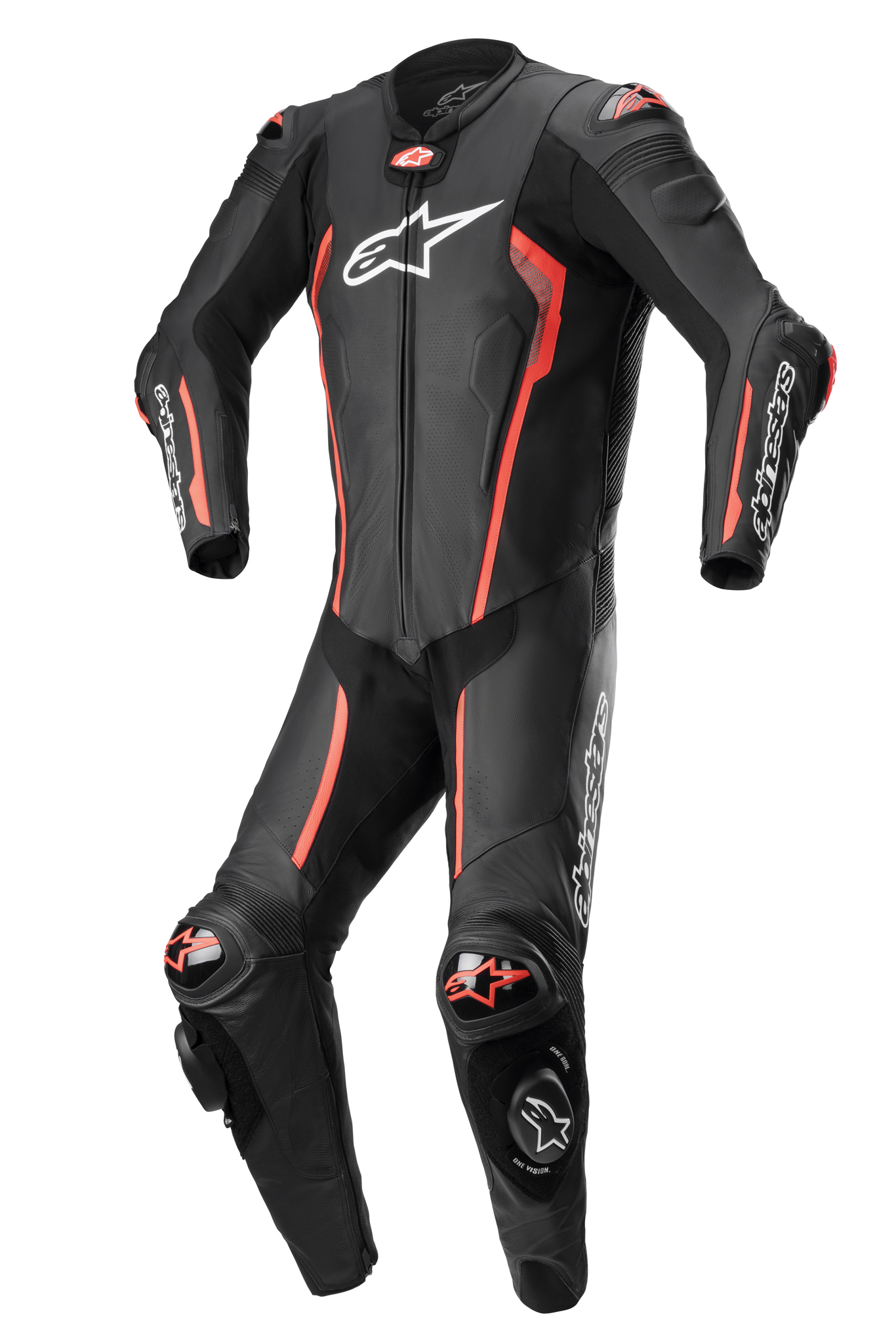 Alpinestars Skinnställ 1-pcs Missile v2 Svart/Röd fluo
