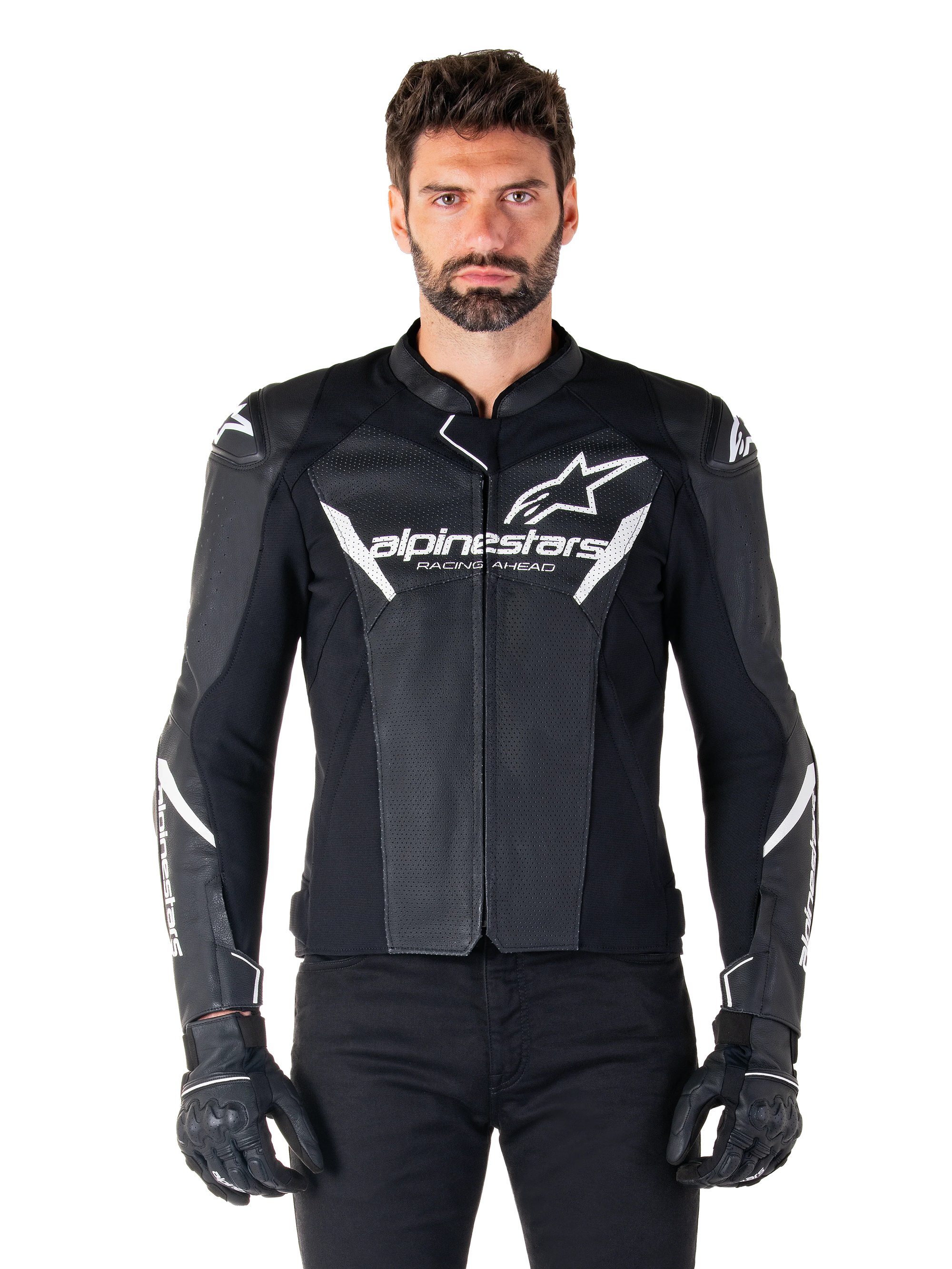 Alpinestars Skinnjacka Faster v3 Airflow Svart/Vit