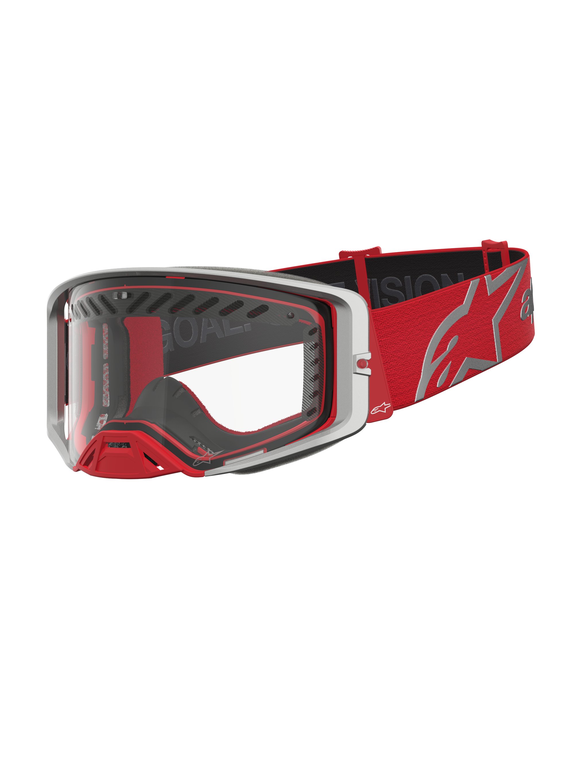 Alpinestars Goggle Supertech Dura Air Fluid Röd Silver Klar