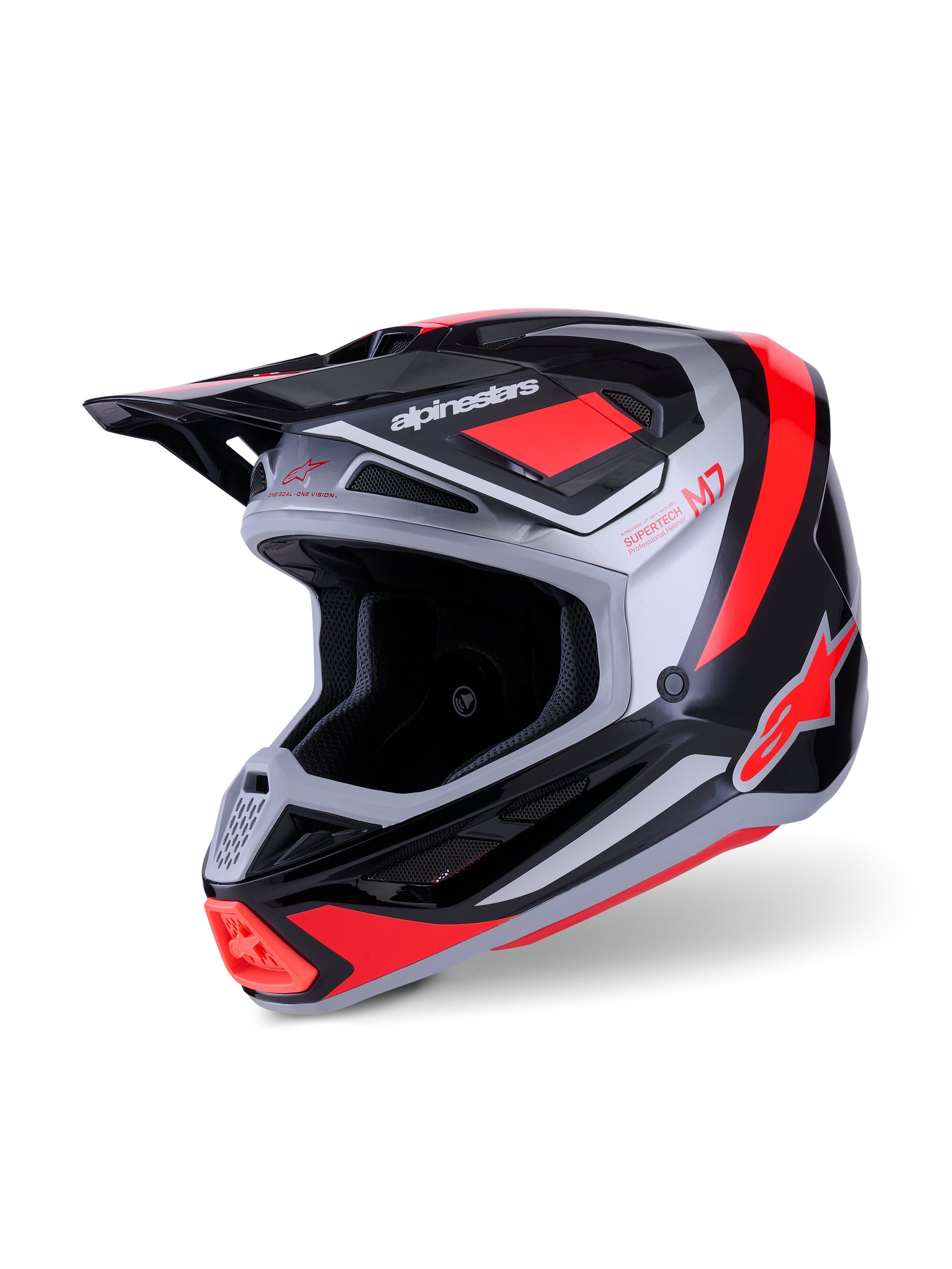 Alpinestars Hjälm S-M7 Rise Svart/Silver/Fluo Röd