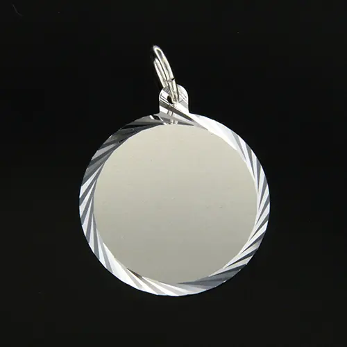Gravyrbricka 20mm rondell facetterad Silver