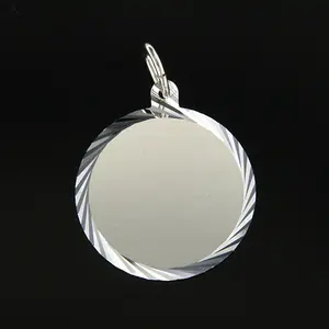 Gravyrbricka 20mm rondell facetterad Silver