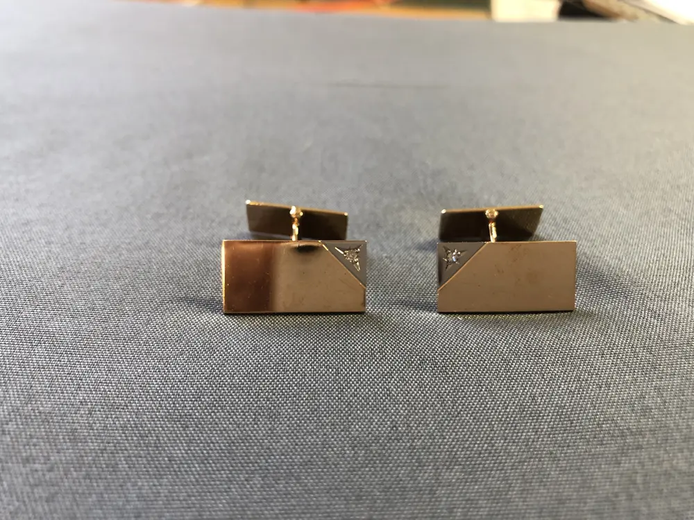 Manschettknappar m sten 18K röd/vitguld