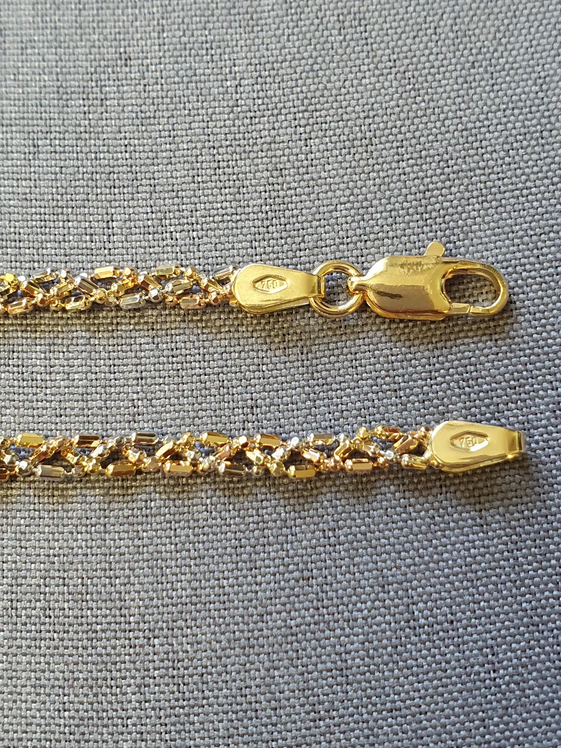 Trefärgat armband 18,5cm 3,5gr 18K