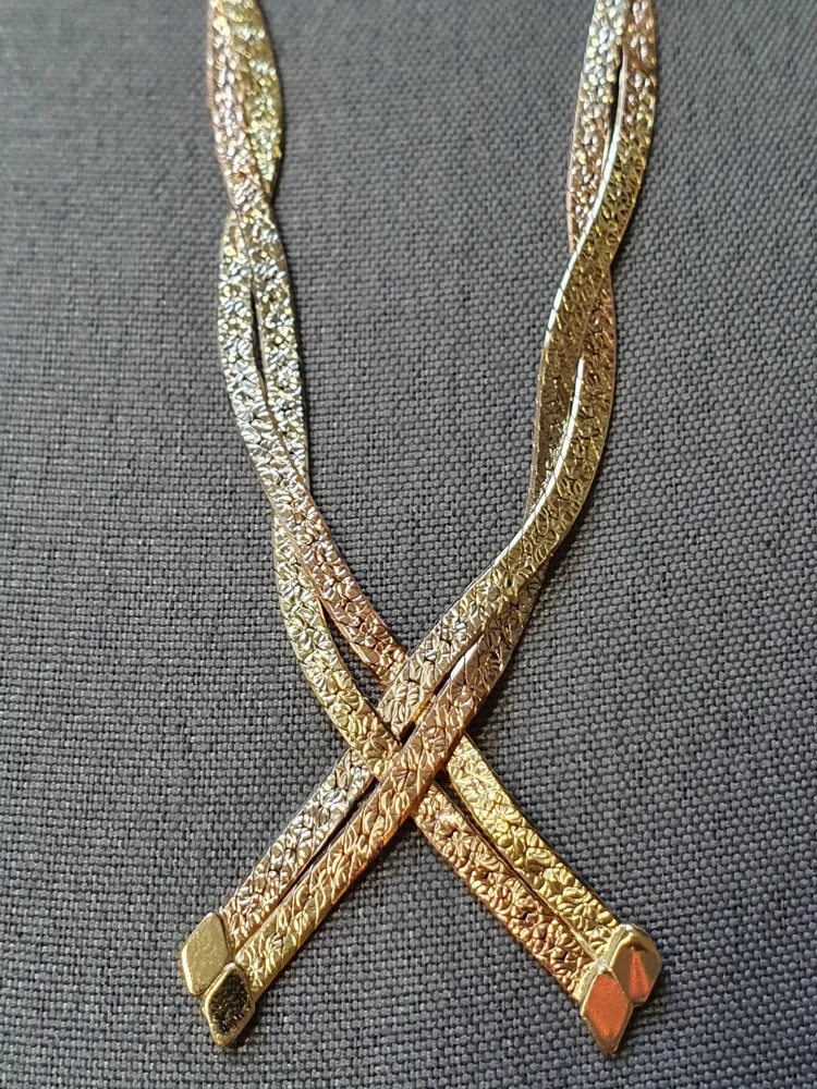 Fantasi halsband trefärgat 42cm 9,4gr 18K 