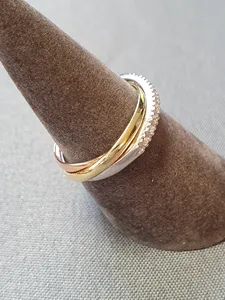 Ring trefärgad m diamanter 53,0 2,8gr 18K