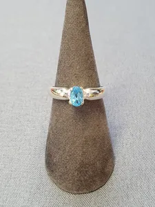 Silverring m ljusblå cz sten 9250480R-blå