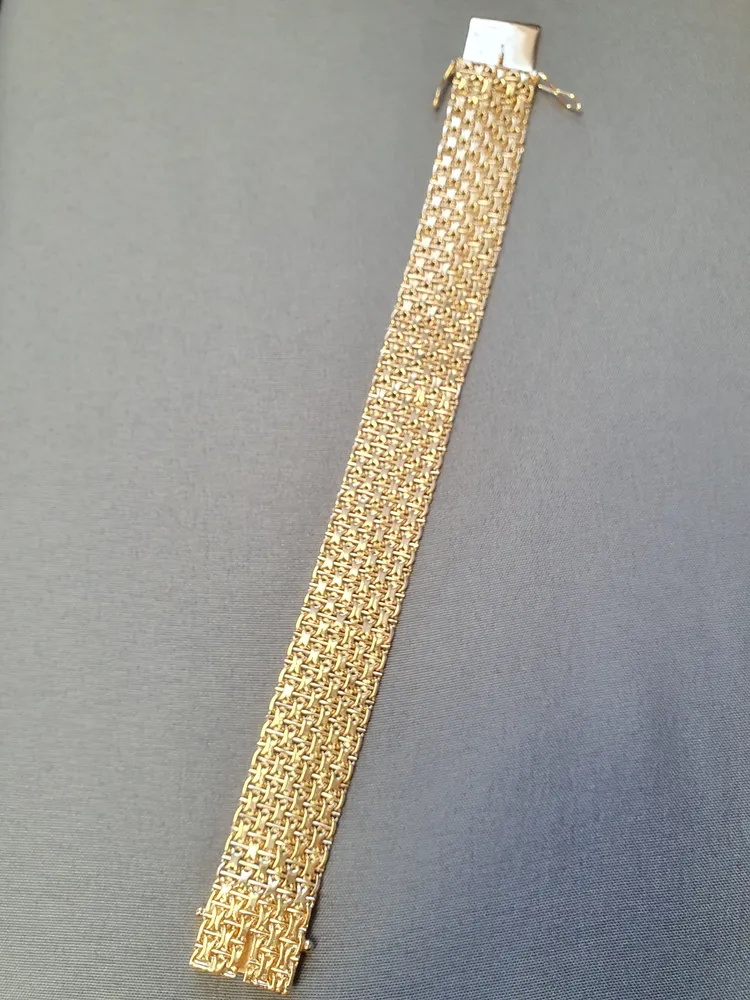 X-länk armband med stav, 6-radigt 19,5cm 46,1gr 18K