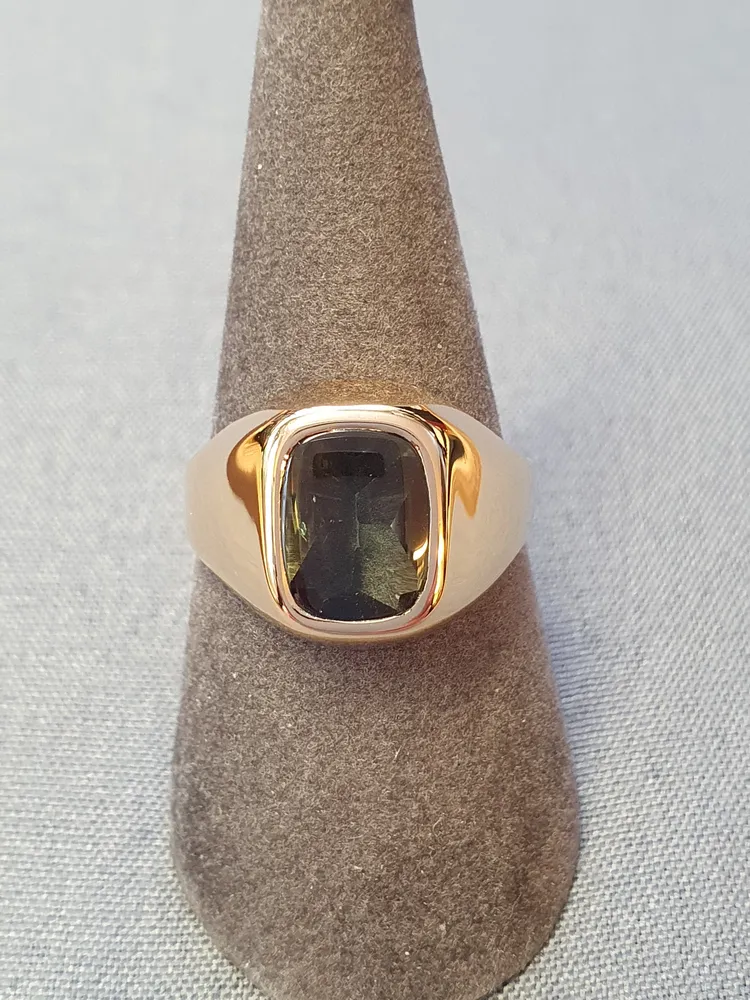 Klackring m grön glassten 60,0 3,4gr 18K